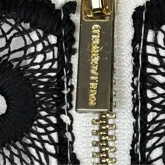 Karl Lagerfeld Fitted Lace Blouse in Black and White - Picture 10 of 13